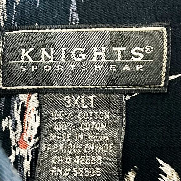 Knights Sportswear Mens Hawaiian Shirt - Black Tan Palm Trees, Size 3XLT - Picture 4 of 5